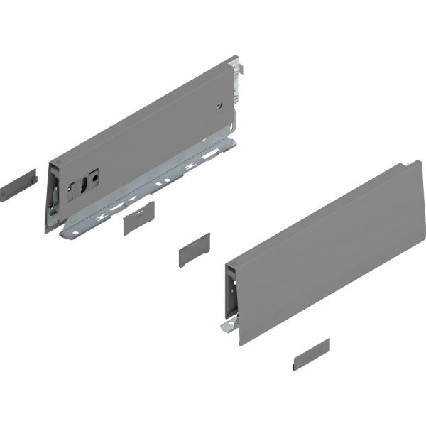 MERIVOBOX Zarge, Höhe M (91 mm), NL=350 mm, li/re, inkl. Abdeckkappen, indiumgrau, 470M3502S